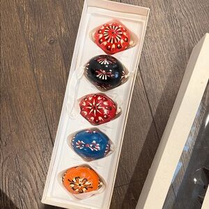 Set of 5 Ornaments Eggs - NIB - vintage made in the Czech Republic - handmade
